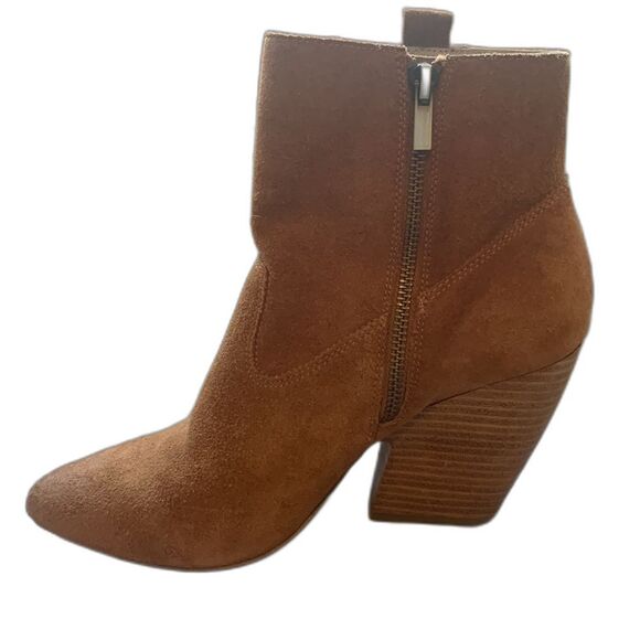 Pelle Moda Booties Brown Suede Ankle Boots Block Heel Womens Size 9 Western Boho - Picture 5 of 12